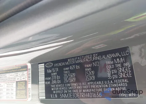 2024 Hyundai Tucson Limited z USA, uszkodzony, nr VIN 5NMJE3DE7RH401636